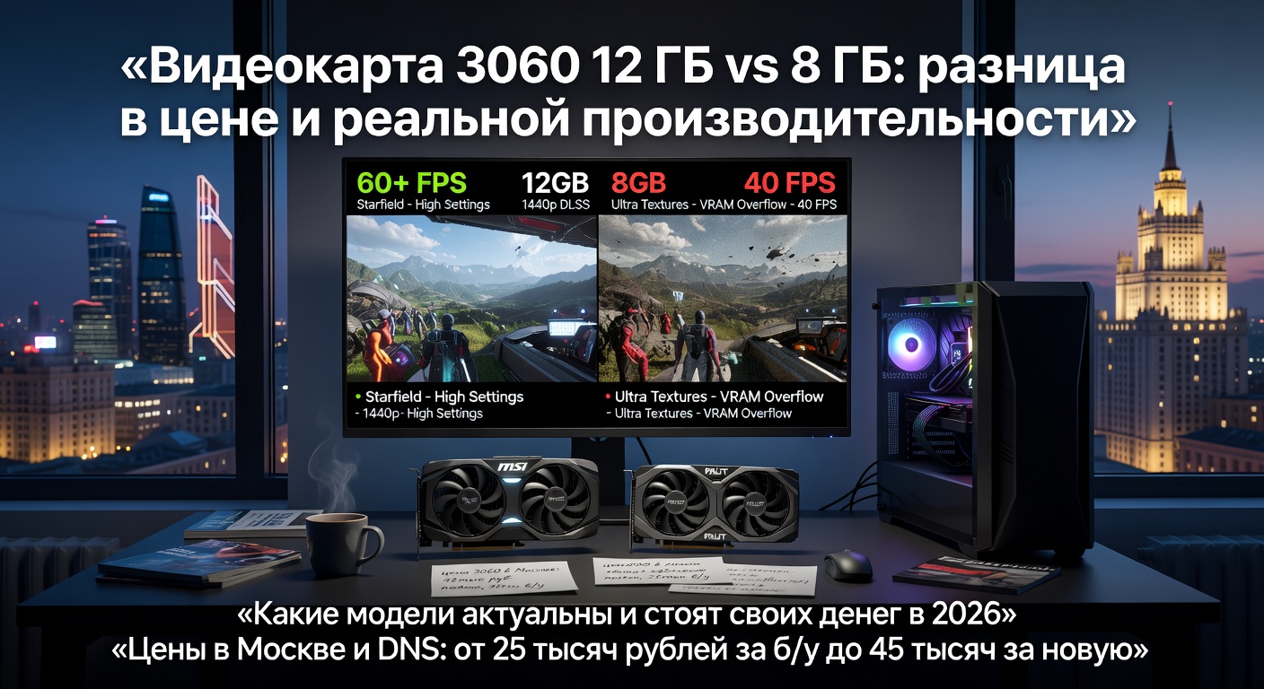 Видеокарта 3060 12 ГБ vs 8 ГБ: разница в цене и реальной производительности: какие модели актуальны и стоят своих денег в 2026